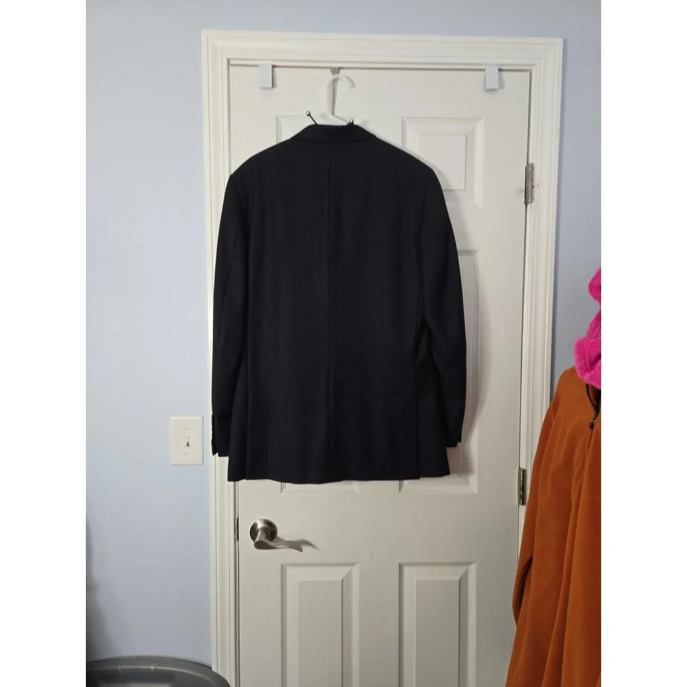Kenneth Cole Pinstriped Black Suit 2 Piece Wool 40 Regular 34
